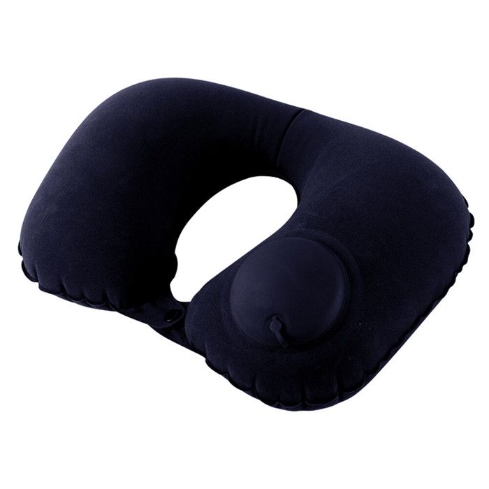 Oreiller De Voyage Gonflable En Forme De U - Coussin De Soutien Pour Cou - Gris Foncé/bleu Marine/gris Clair
