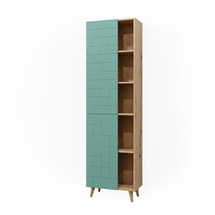 Meuble salle de bain Rudi 56x193cm avec portes et compartiments ouverts Vert menthe Vicco 40518 Meuble salle de bain Rudi 56x193cm avec portes et compartiments ouverts Vert menthe Vicco 40518