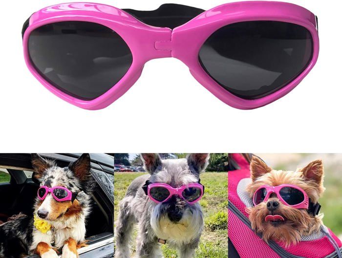 Meilleurs prix pour Lunettes de soleil élégantes pour chien - Anti-buée - Imperméable - Coupe-vent - Pour chiens de petite et moyenne taille - Rose