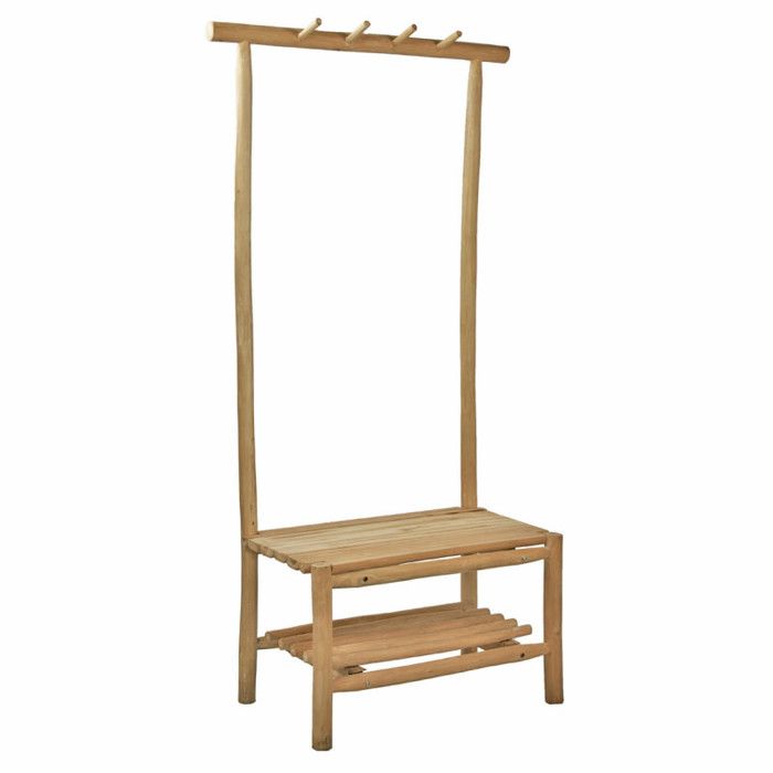 Meuble d’entrée / portemanteau 171 cm en bois de teck clair – NIO Meubletmoi