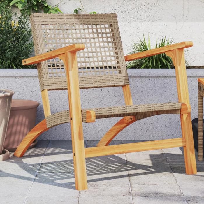 vidaXL Chaises de jardin lot de 2 résine tressée bois dâ€™acacia - vue 2