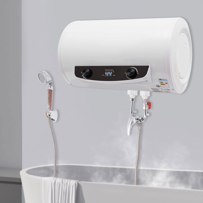 Chauffe-Eau Électrique 50L - Chauffe-Eau Transversal 50L - Chauffe-Eau Électrique avec Affichage Numérique - pour Salle de Bain