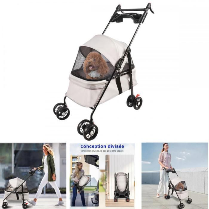 Comparer les prix de Poussette Pour Animaux - XUANYU - Animaux Voyage Poussette pour Chien - Avec Sac de Rangement et Housse de Pluie -50*70*95cm - Gris