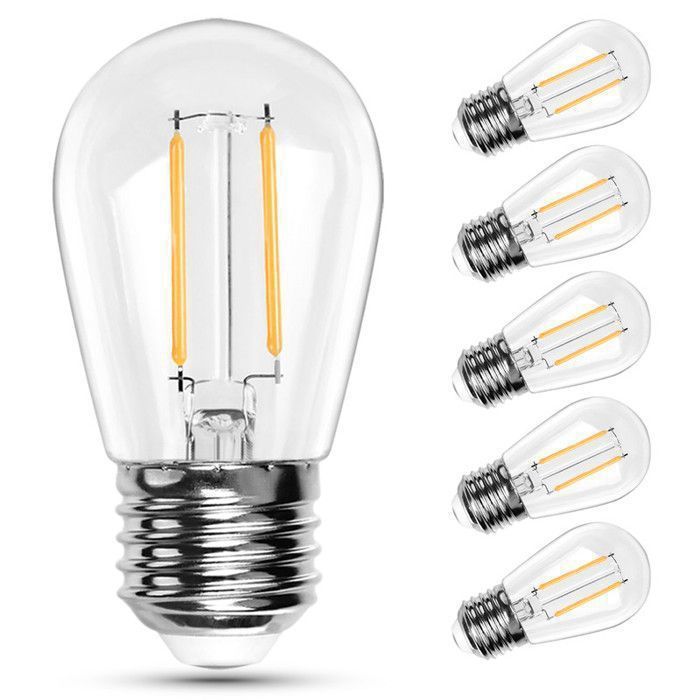 BRIMAX Ampoules Globe Led E27 Blanc Chaud 2700K Ampoule Sphérique S14 2W=20W pour Lustres Guirlandes Lumineuses 6 Pièces