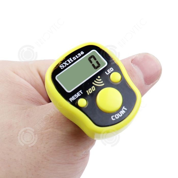 Compteur Manuel Électronique à Anneau – 6 Chiffres LCD, Rechargeable USB, Silencieux, Noir