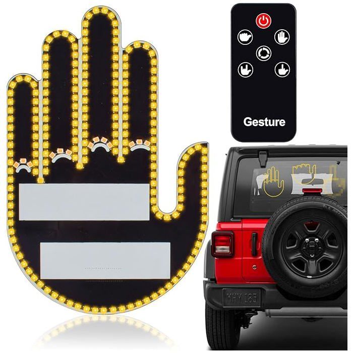Comparer les prix de Lumière Doigt VoitureLumière de Doigt de Voiture LED avec télécommandeFunny Road Rage SignsCool ConduireIntérieur