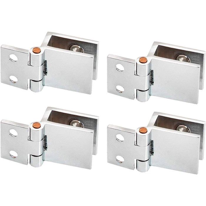 Charnières à clip pour verre 0° (lot de 4) – Alliage zinc finition miroir pour verre 5–8 mm