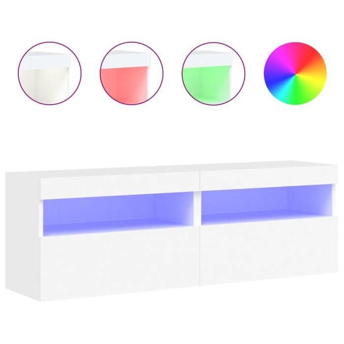 Meubles TV muraux - Lumières LED RVB - 2 pcs - armoires suspendues blanc 60x30x40 cm - Design Contemporain RUI07 3149