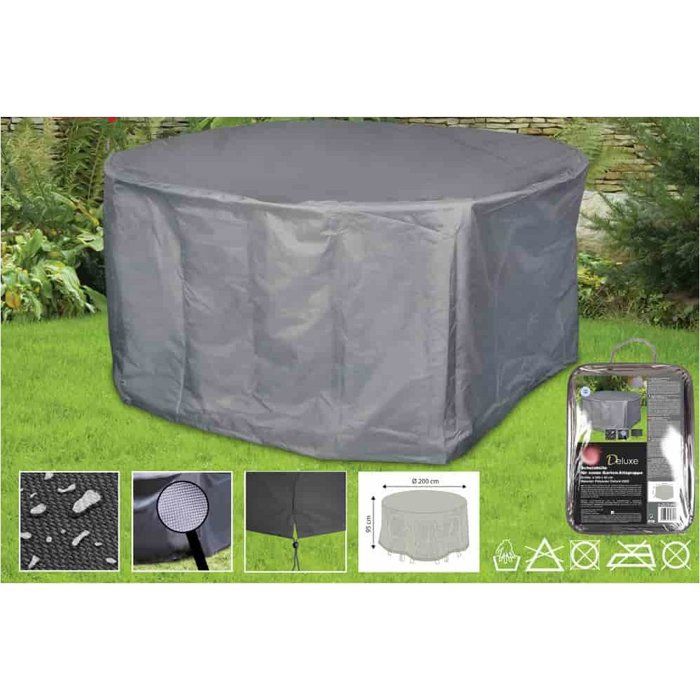 Housse Salon de Jardin Ronde 200x95cm Étanche en Polyester 420D – Protection Contre Intempéries et UV