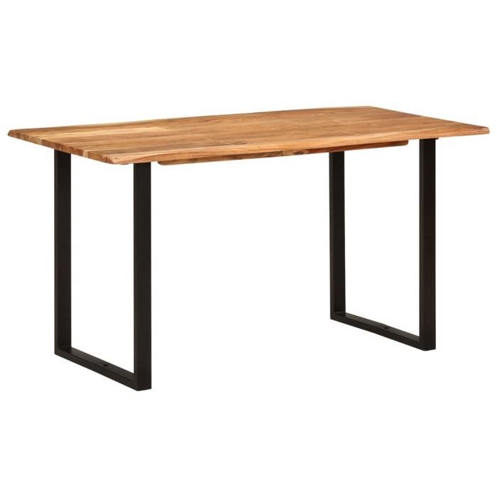 Table de salle à manger en bois dacacia - vidaXL - 140x70x76 cm - Brun - Style industriel - Pieds en acier noir