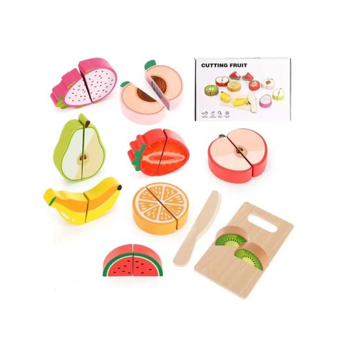 14 PCS Fruit Jouets à Découper en Bois Legumes a Decouper Aliments Jouet Jeux D'imitation Cuisine Jouet Pour Enfant 3-7 Ans - Jeux - Jouets