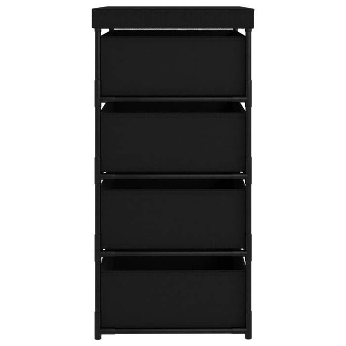 Étagère de rangement avec paniers en tissu - WIENS - 4 paniers amovibles - Acier Noir - 45x38x80 cm - Facile à nettoyer