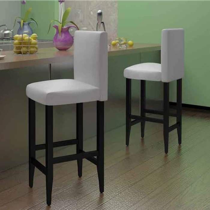 TOP 2026 Tabourets de bar lot de 2 - Meuble de bar - pour 2 personnes - blanc similicuir - 41x45x108 cm TT218