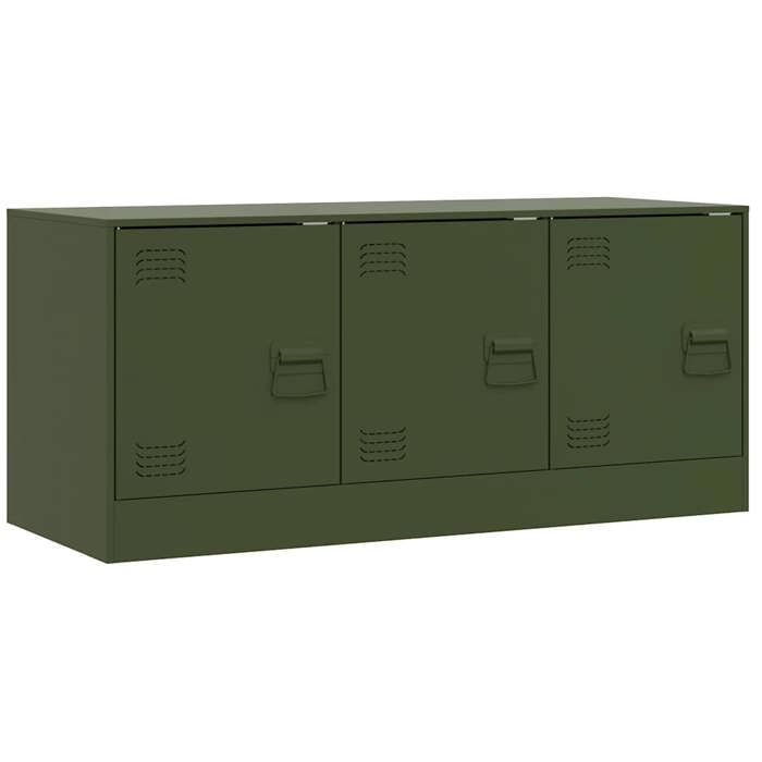 En solde Meuble TV pour Télévision - CLOUD - Meuble Télé Bas - vert olive 99x39x44 cm acier LL4905