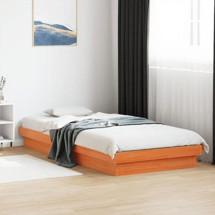 (En Promotion)Lit 1 PERSONNE 90x190cmCadre de lit à LED Contemporainsans matelas 90x190cm bois massif L885775