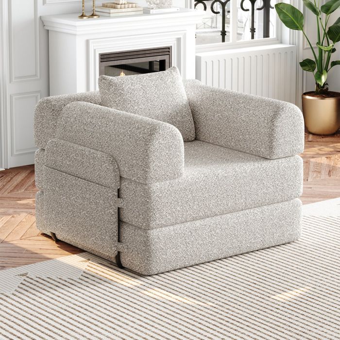 Canapé modulable 1 place avec compartimentSofa convertible en chenilleAccoudoir multifonction Idéal petit espaceKaki