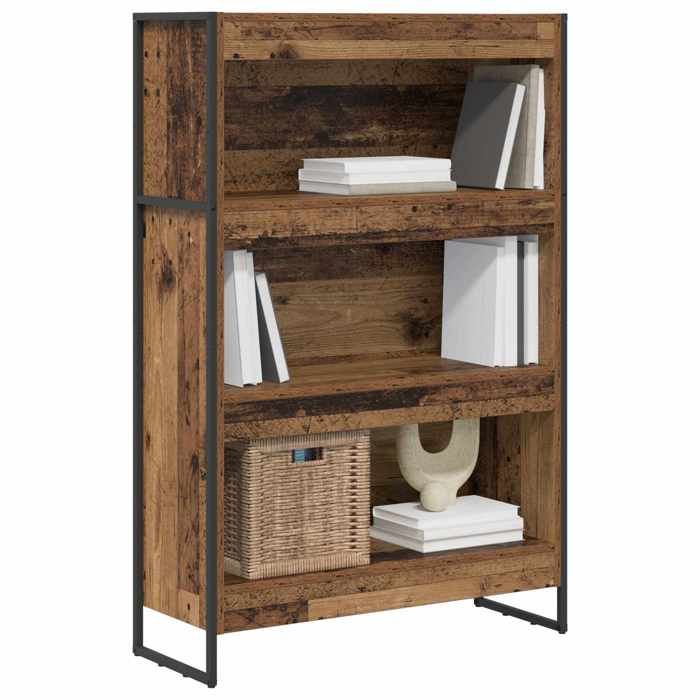 BEAU Bibliothèque de rangement - ZENCORE - Organisateur de Livre - Pour Séjour - Bois Ancien 80x30x155cm - Bois dingénierie LH79596