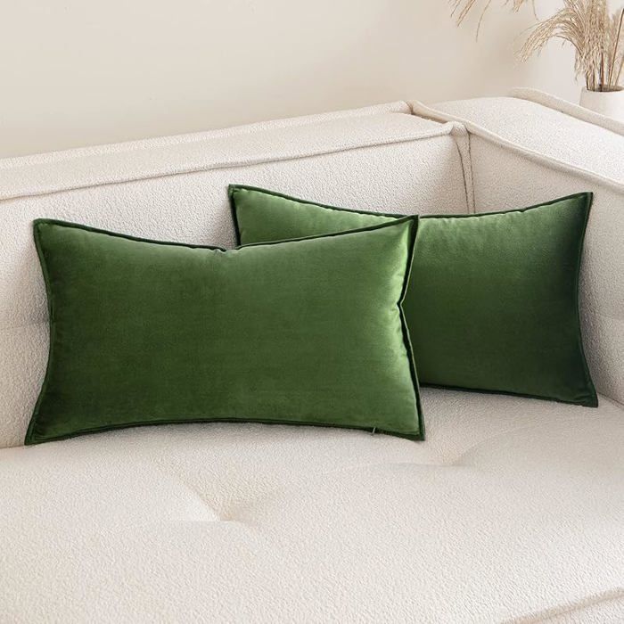 Housse de Coussin en Velours Canapé Bordure Taie d& 39 oreiller Super Doux Decoration Matcha Green 50 x 30 50 X 3 HOUSSE DE COUSSIN