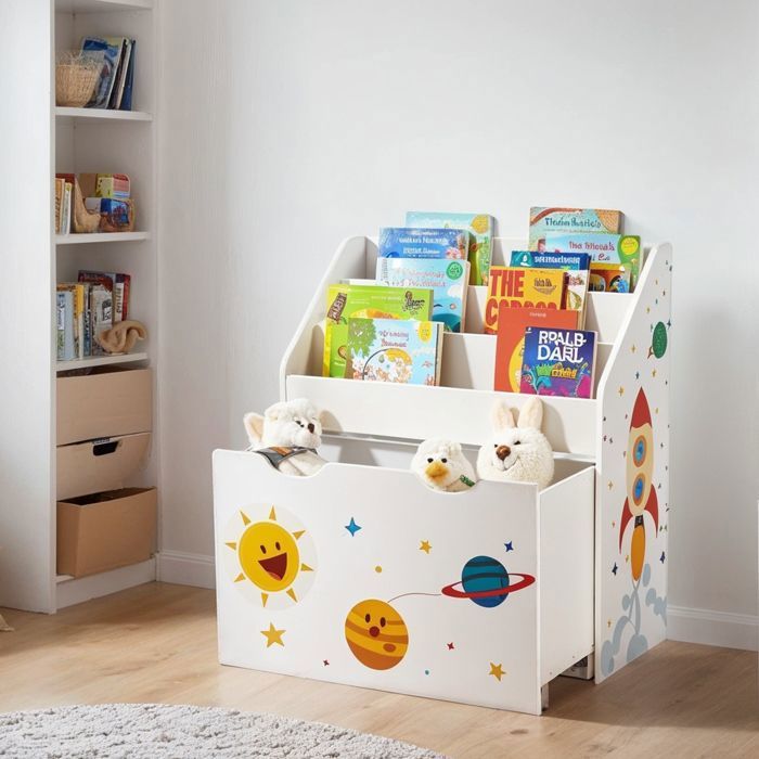 Petit Meuble De Rangement pour enfants à 3 compartiments coffre amovible avec roulettes polyvalent blanc Petit Meuble De Rangement pour enfants à 3 compartiments coffre amovible avec roulettes polyvalent blanc