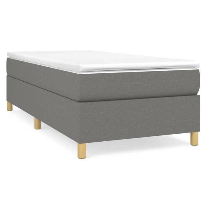 LIT - Cadre de lit à lattes simpleLit 1 personne gris foncé 90x200 cm tissu - pour adulte BE4186810