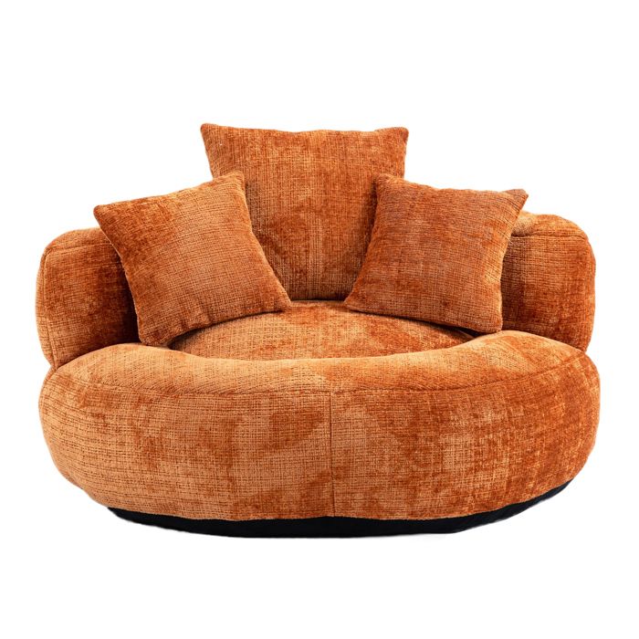 Fauteuil lazy sofa chenille Orange - dossier haut accoudoirs sans installation