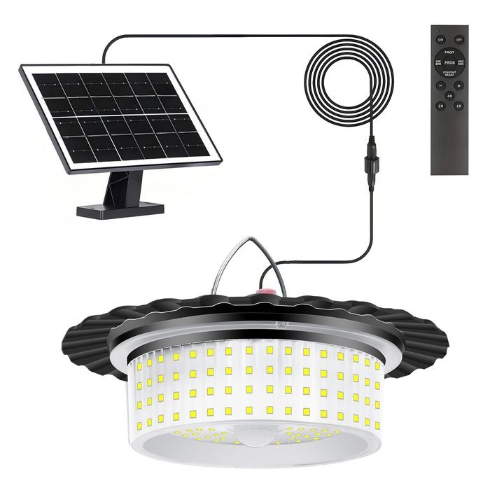 LE Lampe Solaire Exterieur Interieur 244 LED Eclairage Solaire Exterieur avec Télécommande Détecteur de Mouvem LAMPADAIRE DE JARDIN