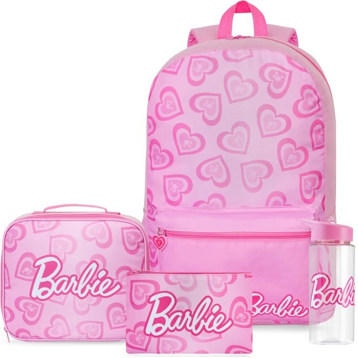 Sac a Dos Fille Set 4 Pcs Cartable Trousse Scolaire Sac Isotherme Repas et 500ml s BPA Rose Rose Barbie GLACIERE