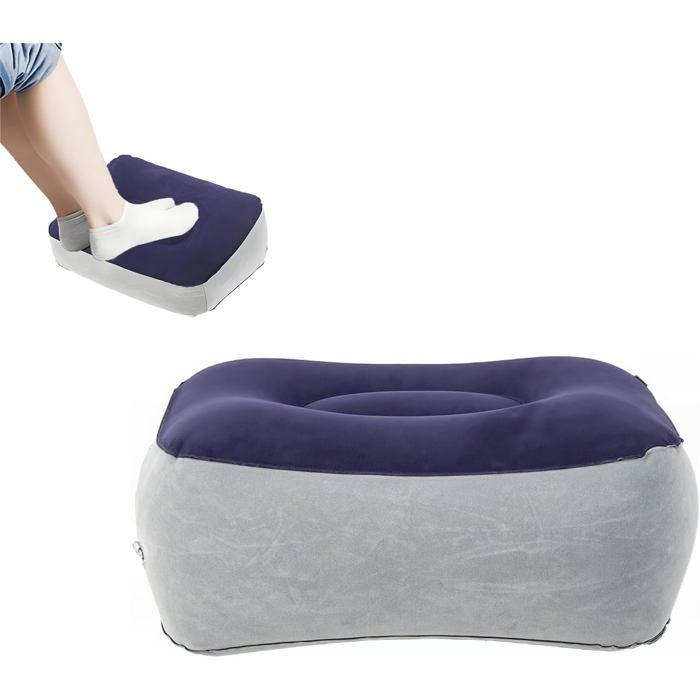 Repose-Pieds Gonflable - 1 Unité - PVC Flocage - Hauteur Réglable - Avion Bureau Maison - Bleu UMD MUSICAL