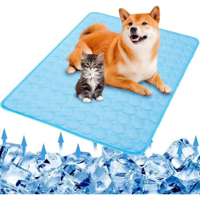 100 x 70 cmTapis rafraîchissant pour chien - Couverture auto-rafraîchissante - Lavable et réutilisable - Bleu 100 x 70 cm