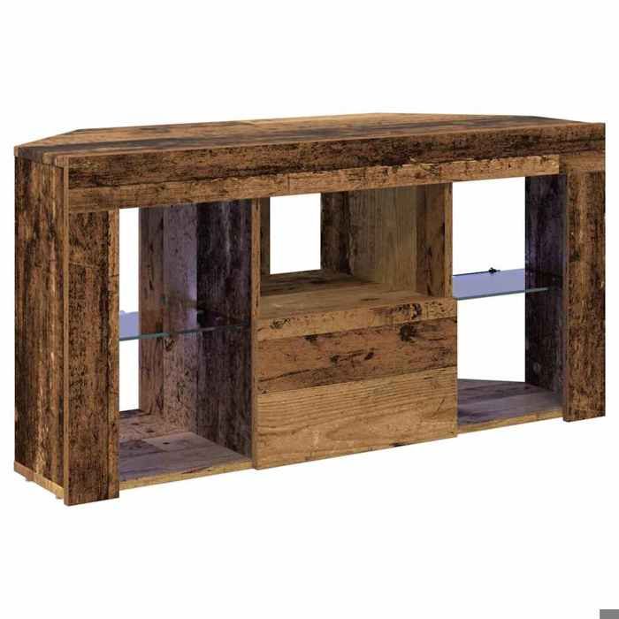 NOUVEAU Meuble télé - Meuble TV LED - Console TV - dAngle 100x40x50cm - Bois ancien -18265