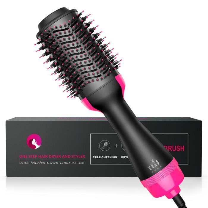 1000W One Step Hair Dryer Hot Air Brush Styler Volumizer Hair Straightener Curler Comb Roller Electric Ion Bl