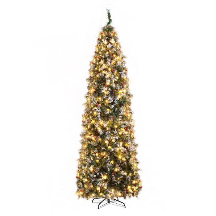 Sapin de Noël Artificiel Lumineux 270cm avec LED Lumière Chaud, 8 Modes