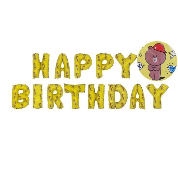 Ballon Joyeux Anniversaire Imprime Ours Ballon De Decorations De Fete D Anniversaire Pour Enfant Decor D Anniversaire Garcon Fille Cdiscount Maison