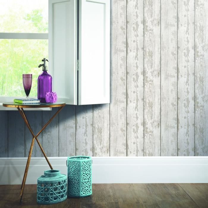 Gris métallisé et argent lavé Panneau en Bois Papier Peint Par Arthouse 908501 Gris métallisé et argent lavé Panneau en Bois Papier Peint Par Arthouse 908501