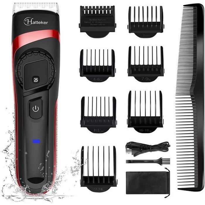 hatteker tondeuse cheveux tondeuse barbe professionnelle electrique avec ecran lcd sans fils usb rechargeable imperméable