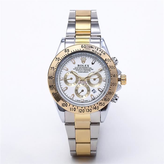 ROLEX marque de luxe en or blanc Daytona hommes montre à quartz en alliage  blanc, - Achat/vente montre Blanc - Cdiscount