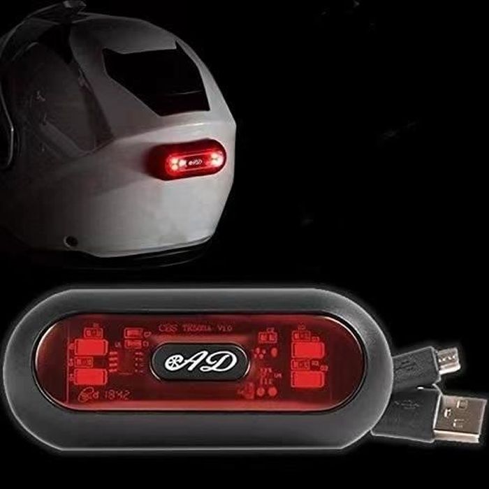 Eclairage à LED Rechargeable par USB pour Casque Moto，Scooter