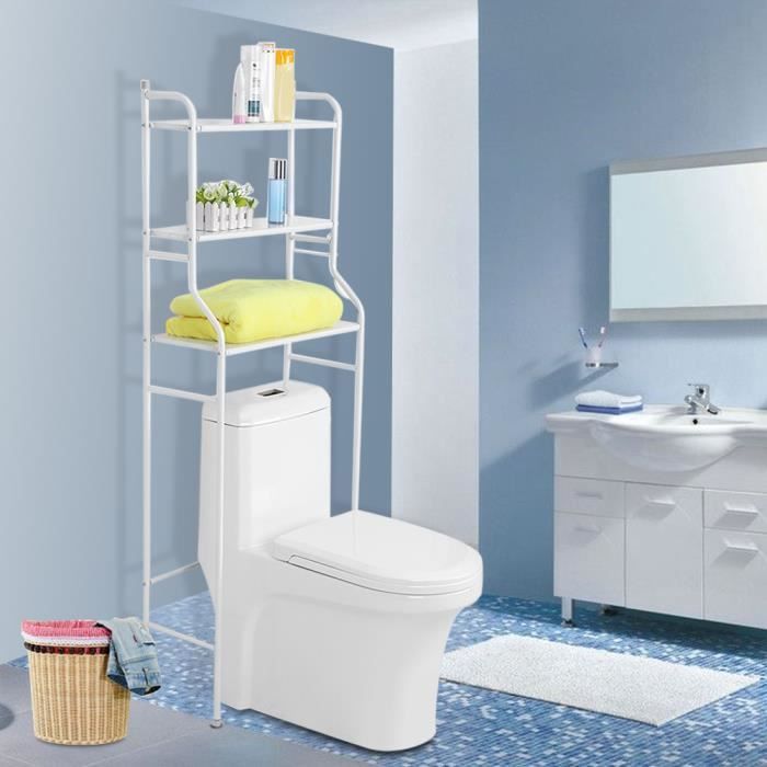 support de rangement pour serviettes de toilette en fer étagère de toilette à 3 niveaux support de salle de bain blanc-gar