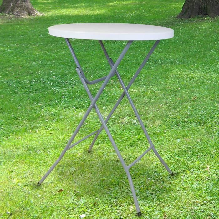 table de jardin pliante skylantern - modèle mange debout - plateau 80cm - hauteur 1,10m - gris