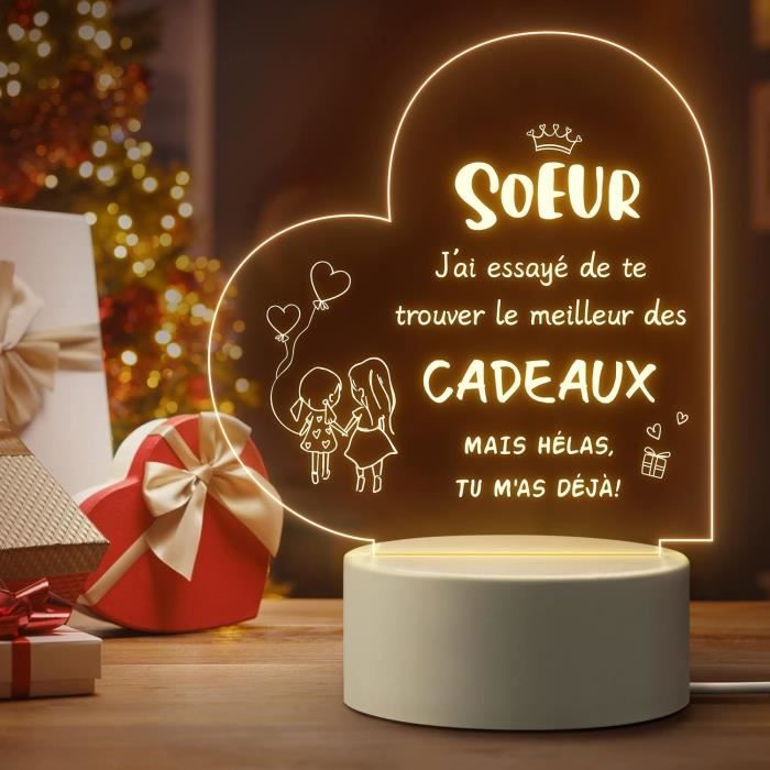 Cadeau Soeur Anniversaire, Idee Cadeau Pour Grande Soeur Acrylique Veilleuse Led Lampe
