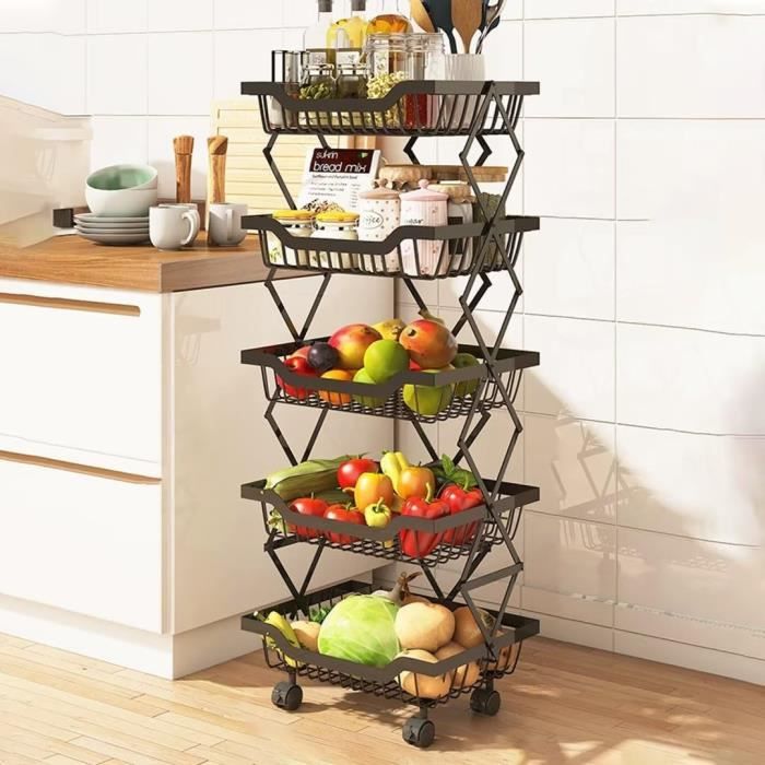 Étagère À Légumes Pour Cuisine, Panier À Fruits Empilable Avec