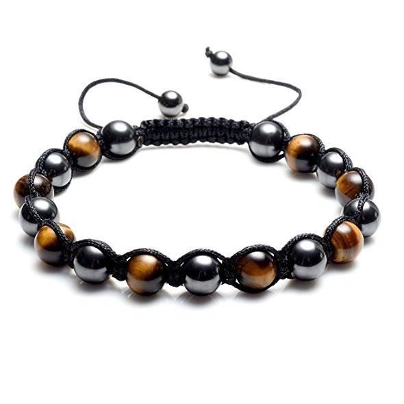 Bracelet Perles Oeil De Tigre Violet Et Hématite - Sur Mesure, Fait Main Pour Homme, Femme, Enfant