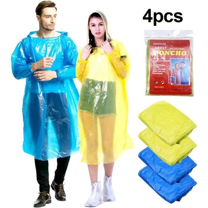 30x poncho de pluie jetable, cape de pluie avec capuche, poncho d'urgence unisexe, pluie, adulte, vert | Leroy Merlin