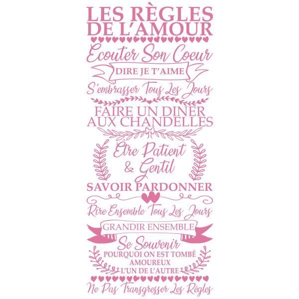 Sticker Citation Texte Les Regles De L Amour Vintage 100x43 Cm Rose Tex056 Cdiscount Maison