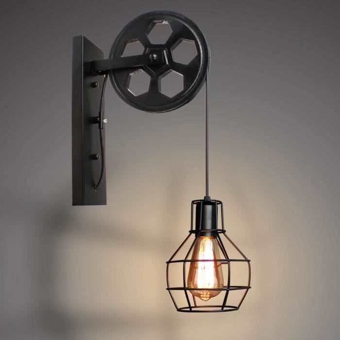 Poulie Industrielle Ajustable Pour Ventilateur De Plafond Ou Luminaire - Système De Levage Vintage - Argenté