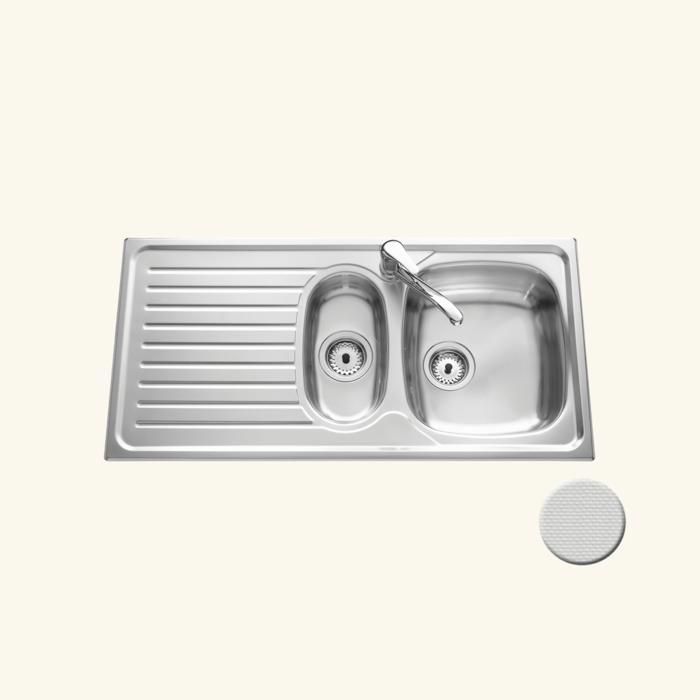 Évier inox nid dabeille SCALDIS 1 bac et demi - 1 égouttoir 500x1000