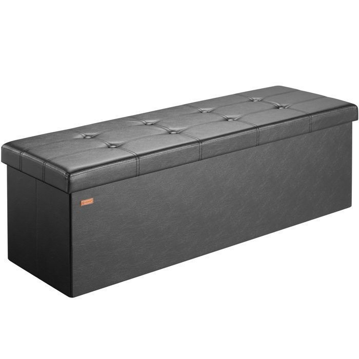 CASARIA® Banc de rangement noir 115 x 38 x 38 cm Siège Coffre de rangement pliable 131L pour salon chambre couloir