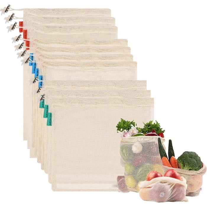 Sac r utilisable pour fruits et l gumes 10 sacs en filet l ger 3