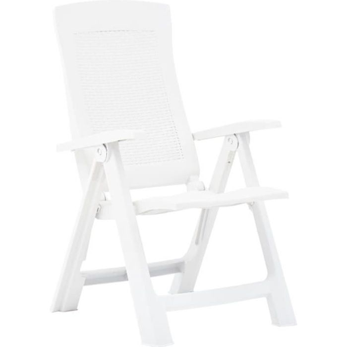 lot de 2 fauteuil de jardin inclinables - ensemble de 2 chaise de terrasse - plastique - blanc