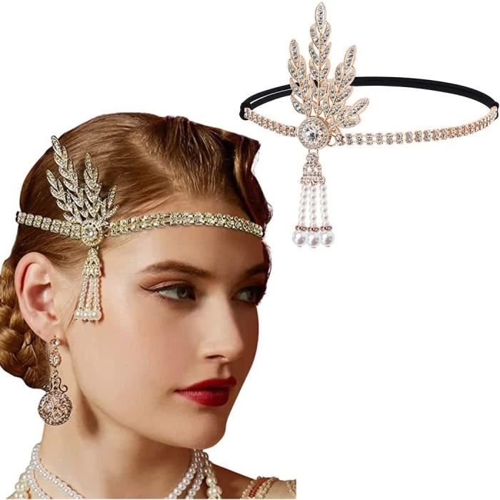 Bandeau à Plumes Reaky Style Gatsby Années 1920 - Serre-tête Strass Pour Femme, Fête, Mariage, Festival